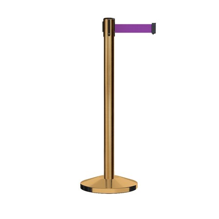 Montour Line Stanchion Belt Barrier Sat.Brass Post 13ft. Purple Belt ES400-SB-PE-130